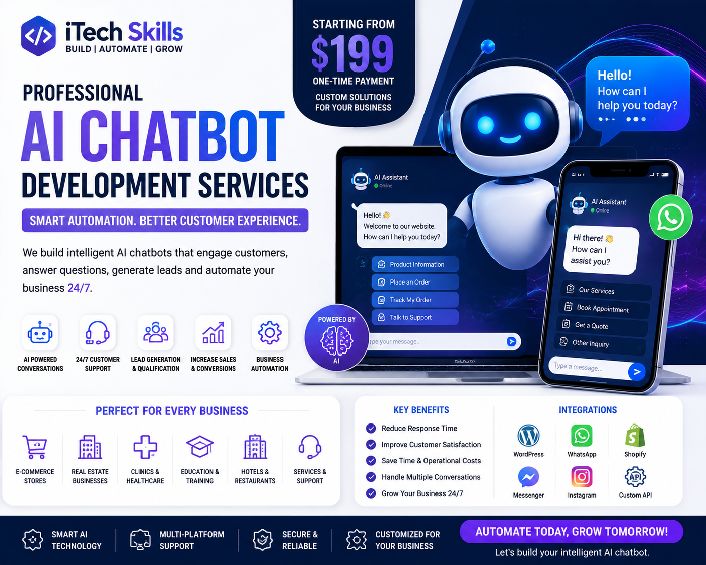 AI Chatbot Development Services | Custom AI Chatbots for Websites & Businesses